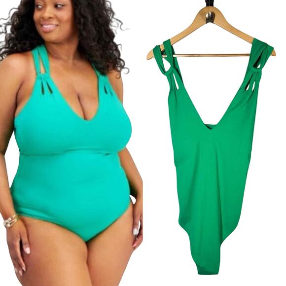 Becca ETC Code Strappy One-Piece Swimsuit Green Size 3X - Picture 1 of 10